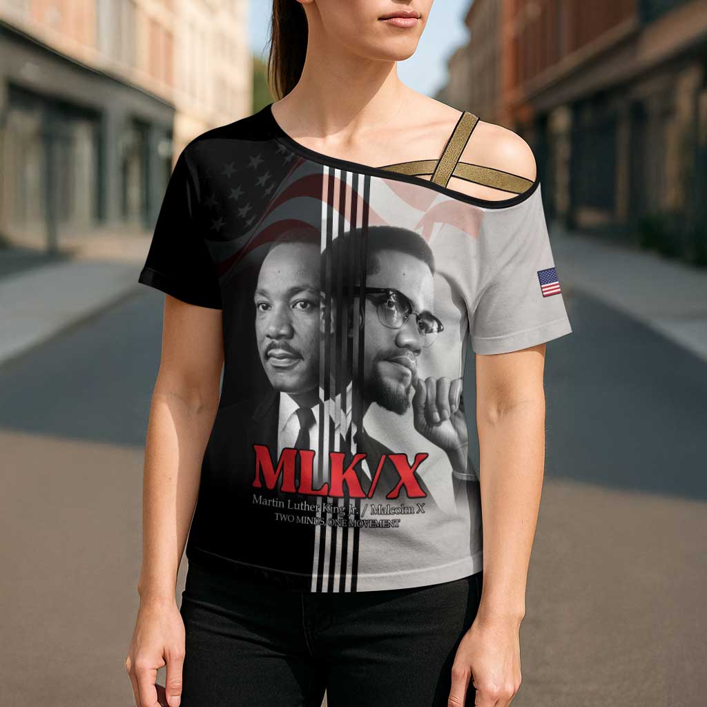 Martin Luther King And Malcolm X Cross Shoulder Shirt Two Minds One Movement - Wonder Print Shop