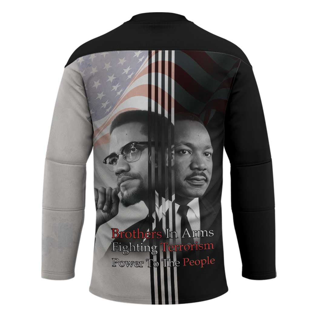 Martin Luther King And Malcolm X Hockey Jersey Two Minds One Movement - Wonder Print Shop