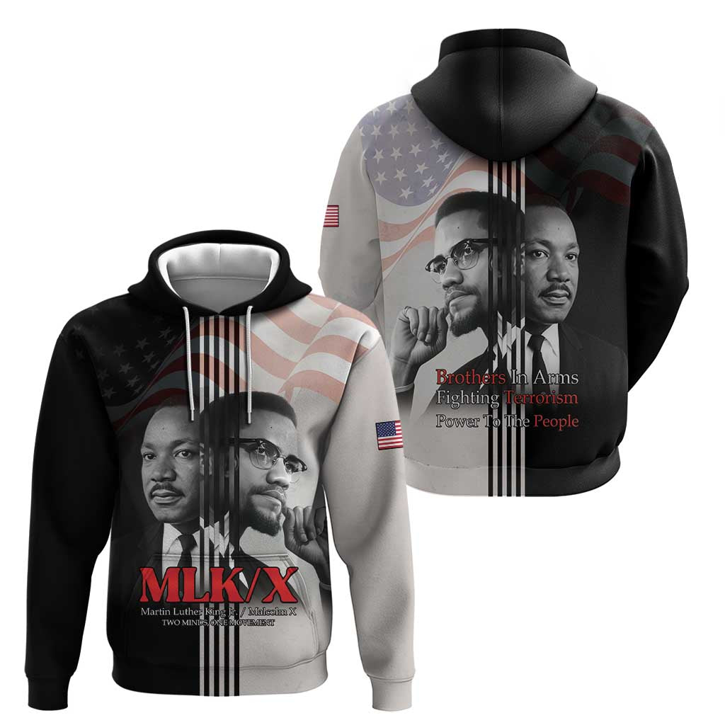 Martin Luther King And Malcolm X Hoodie Two Minds One Movement - Wonder Print Shop