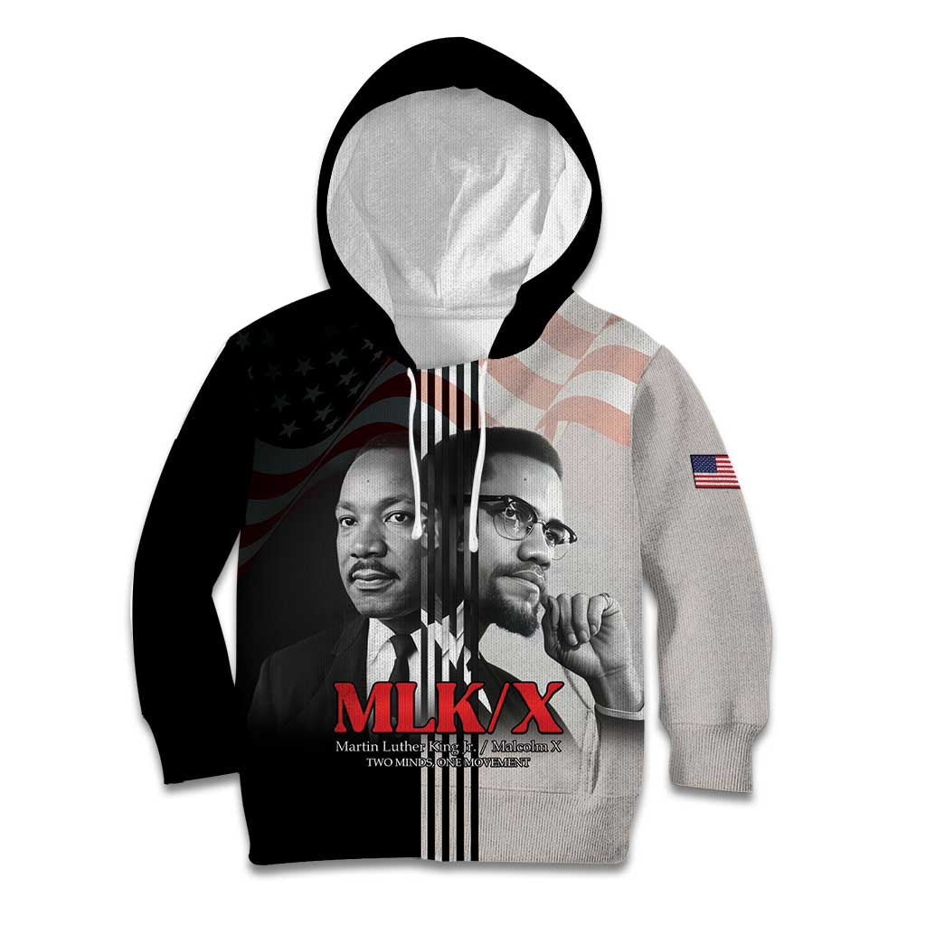 Martin Luther King And Malcolm X Kid Hoodie Two Minds One Movement - Wonder Print Shop
