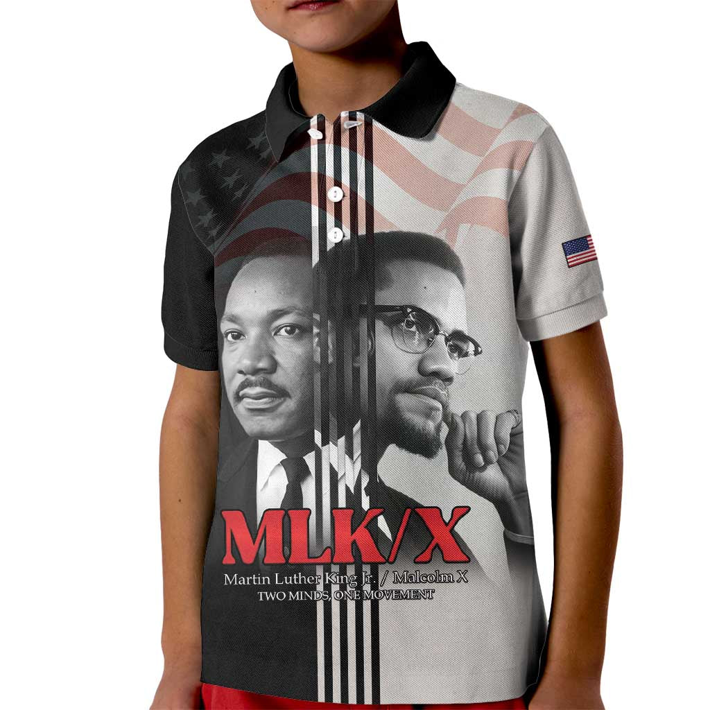 Martin Luther King And Malcolm X Kid Polo Shirt Two Minds One Movement - Wonder Print Shop