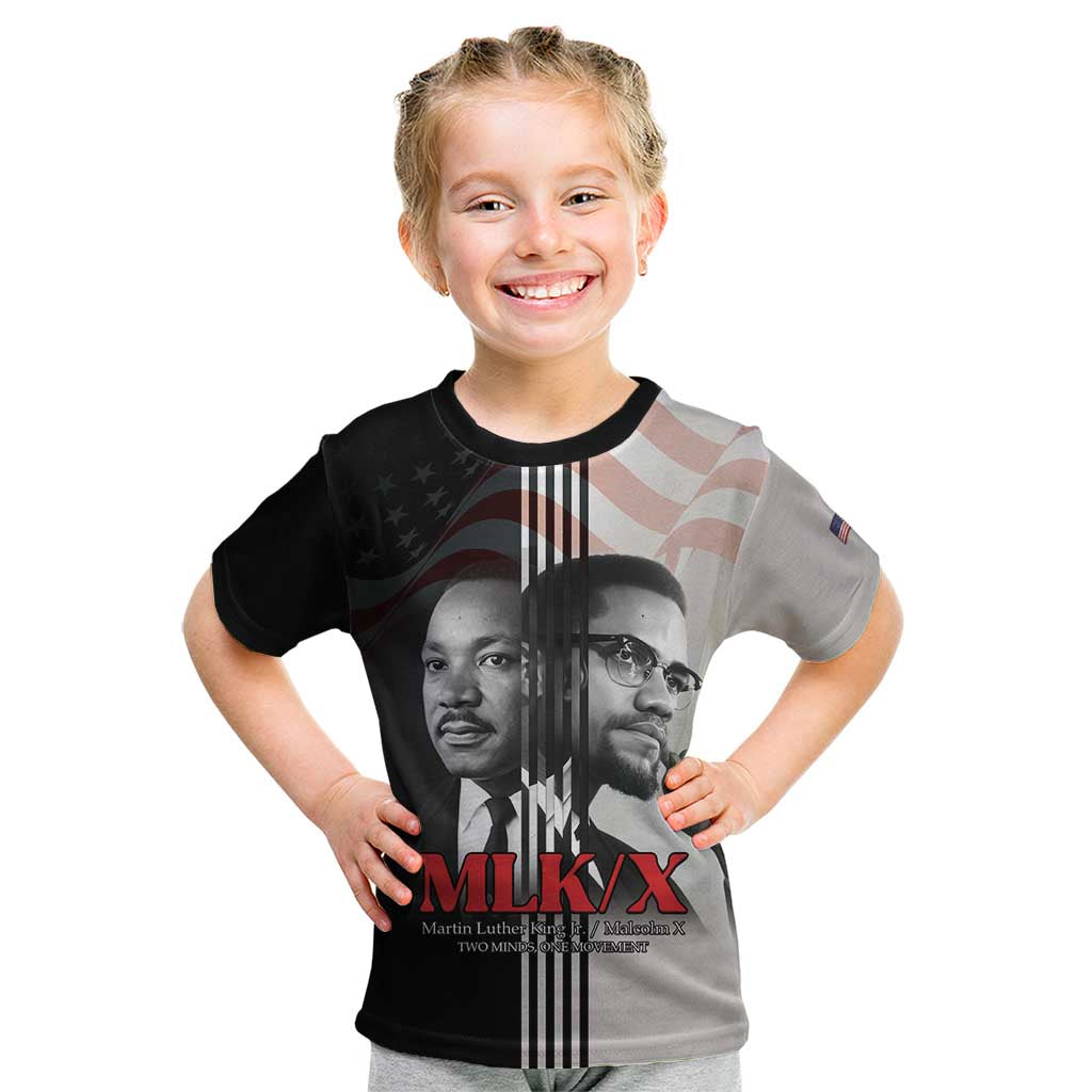 Martin Luther King And Malcolm X Kid T Shirt Two Minds One Movement - Wonder Print Shop