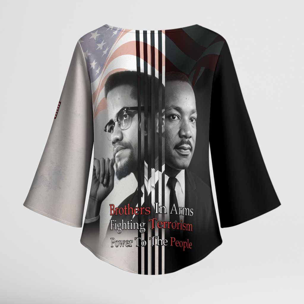 Martin Luther King And Malcolm X Kimono Sleeve Blouse Two Minds One Movement - Wonder Print Shop
