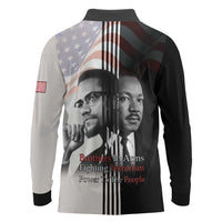 Martin Luther King And Malcolm X Long Sleeve Polo Shirt Two Minds One Movement - Wonder Print Shop