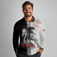 Martin Luther King And Malcolm X Long Sleeve Polo Shirt Two Minds One Movement - Wonder Print Shop