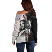 Martin Luther King And Malcolm X Off Shoulder Sweater Two Minds One Movement - Wonder Print Shop