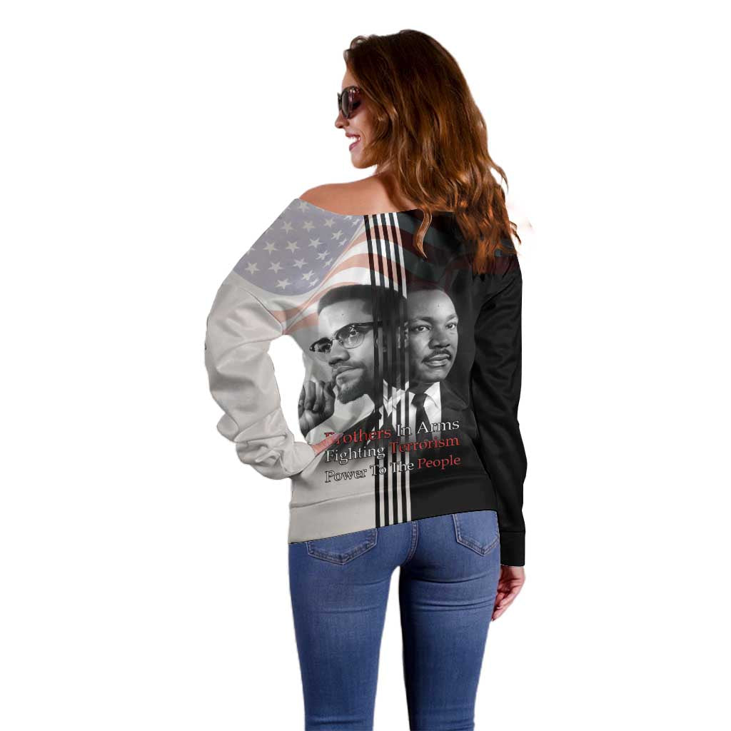 Martin Luther King And Malcolm X Off Shoulder Sweater Two Minds One Movement - Wonder Print Shop