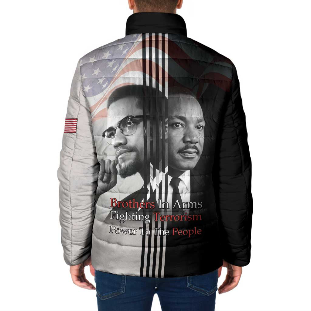Martin Luther King And Malcolm X Padded Jacket Two Minds One Movement - Wonder Print Shop