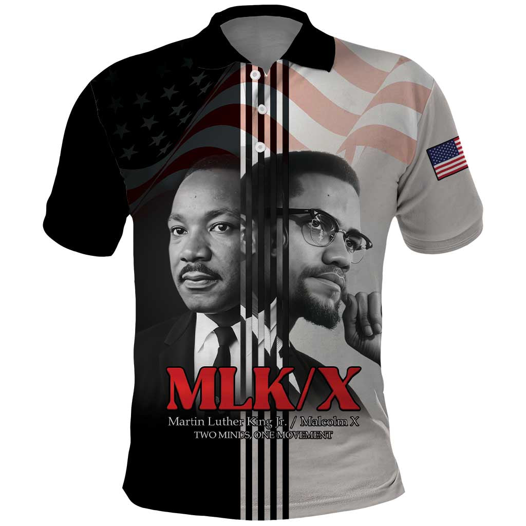 Martin Luther King And Malcolm X Polo Shirt Two Minds One Movement - Wonder Print Shop