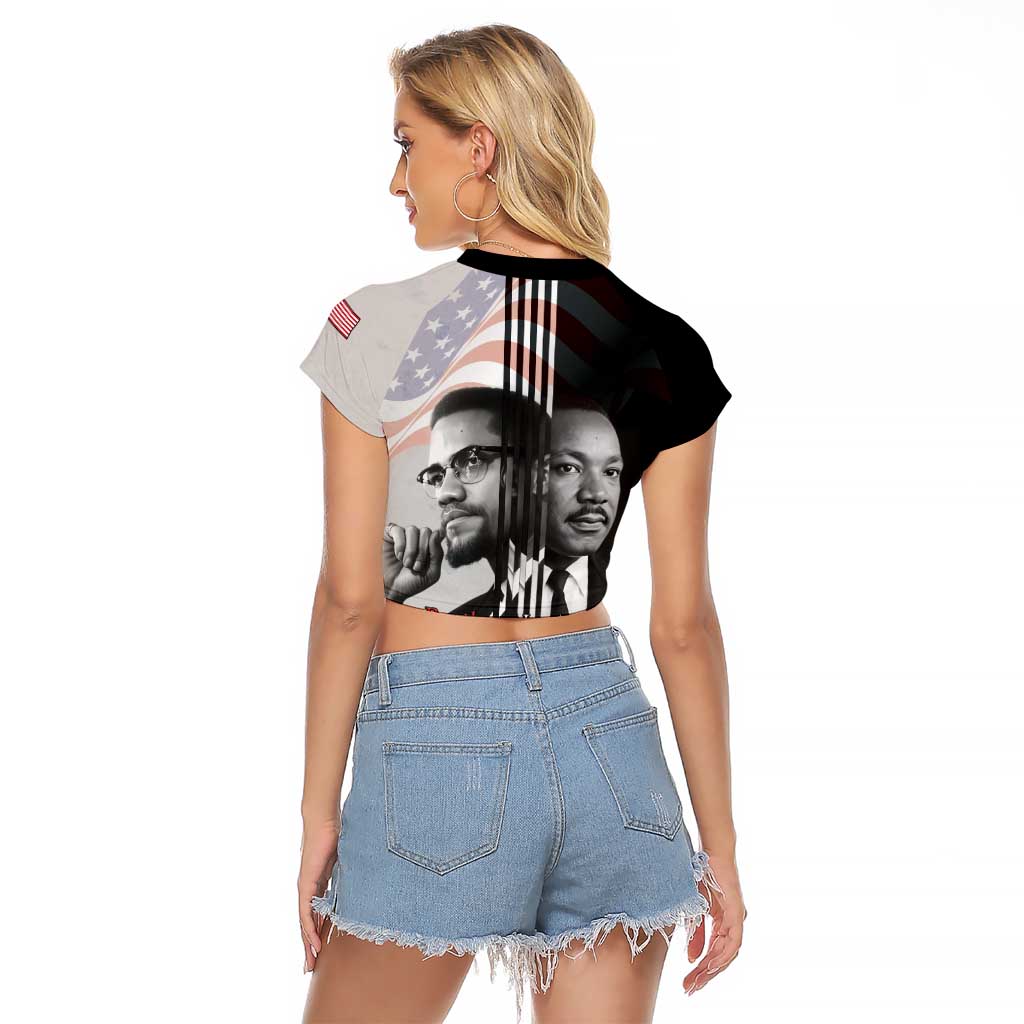 Martin Luther King And Malcolm X Raglan Cropped T Shirt Two Minds One Movement - Wonder Print Shop