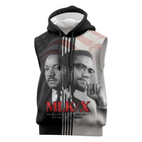 Martin Luther King And Malcolm X Sleeveless Hoodie Two Minds One Movement - Wonder Print Shop