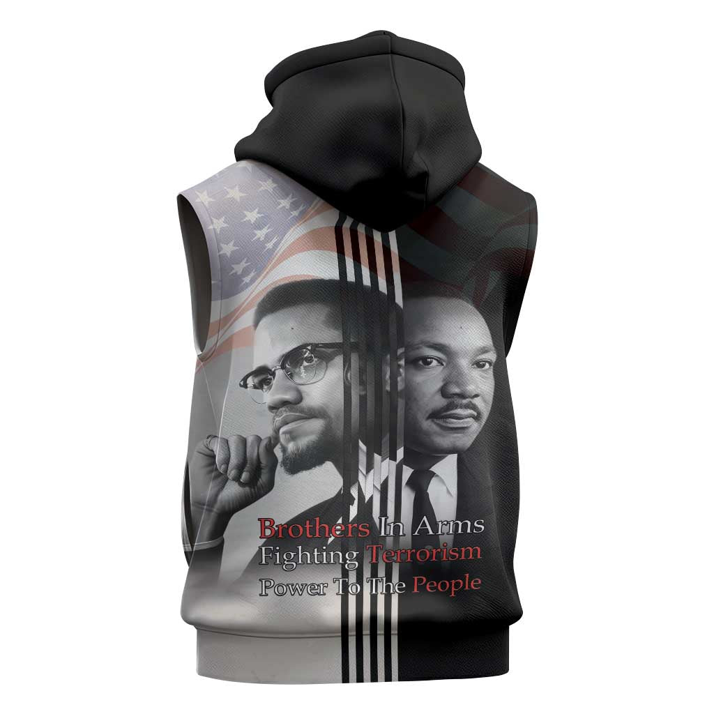 Martin Luther King And Malcolm X Sleeveless Zip Hoodie Two Minds One Movement - Wonder Print Shop