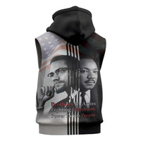Martin Luther King And Malcolm X Sleeveless Zip Hoodie Two Minds One Movement - Wonder Print Shop