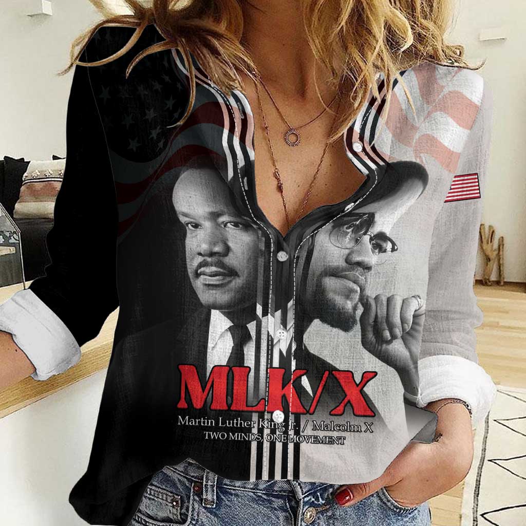 Martin Luther King And Malcolm X Women Casual Shirt Two Minds One Movement - Wonder Print Shop
