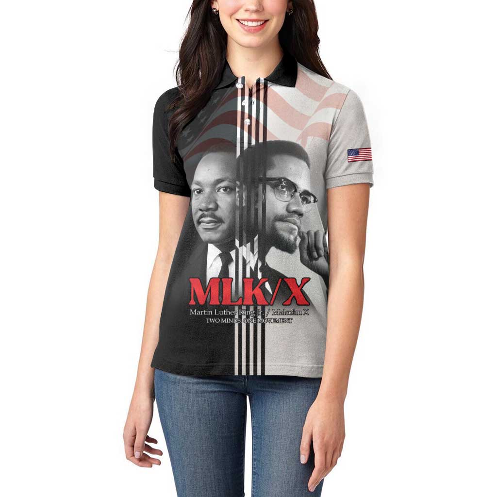Martin Luther King And Malcolm X Women Polo Shirt Two Minds One Movement - Wonder Print Shop