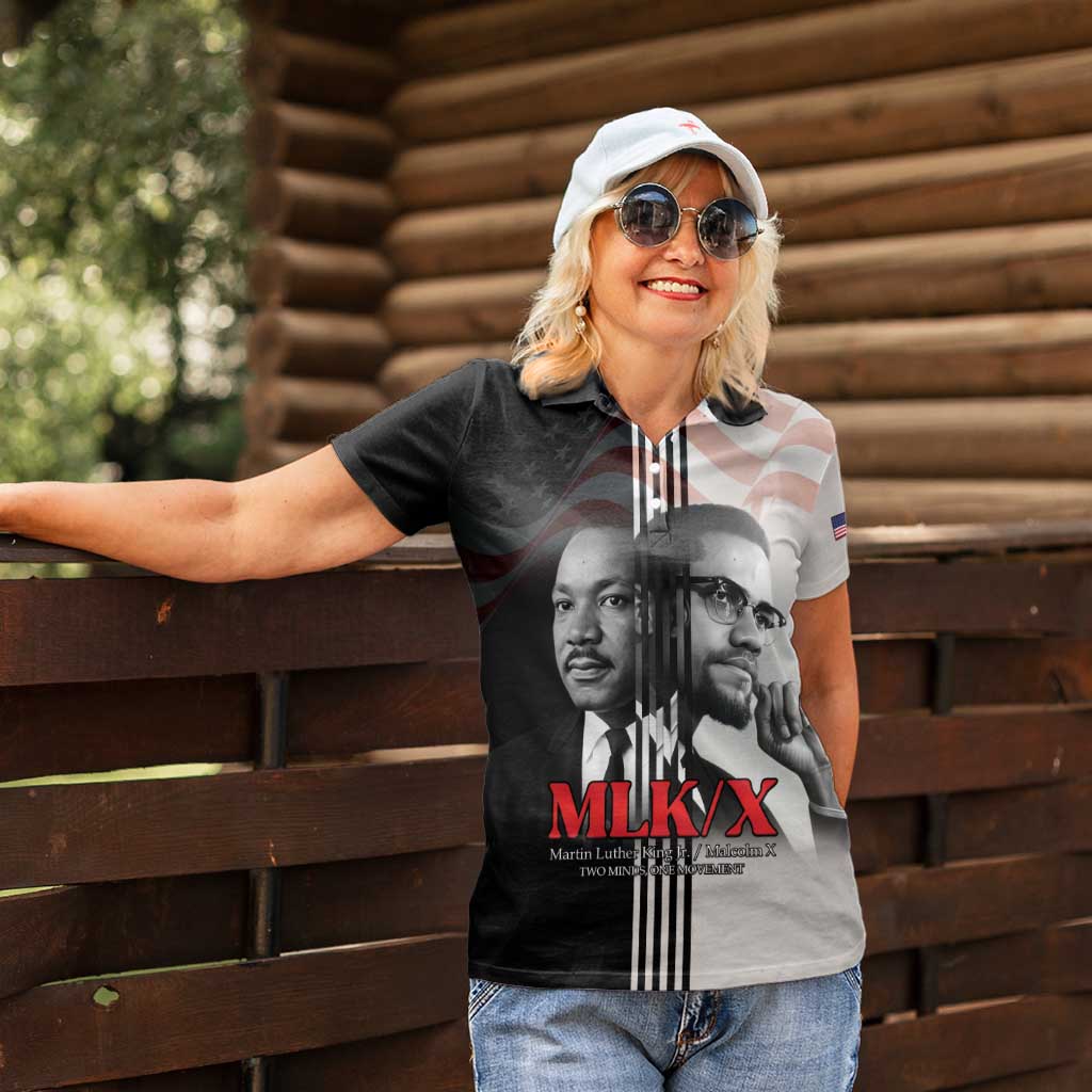 Martin Luther King And Malcolm X Women Polo Shirt Two Minds One Movement - Wonder Print Shop