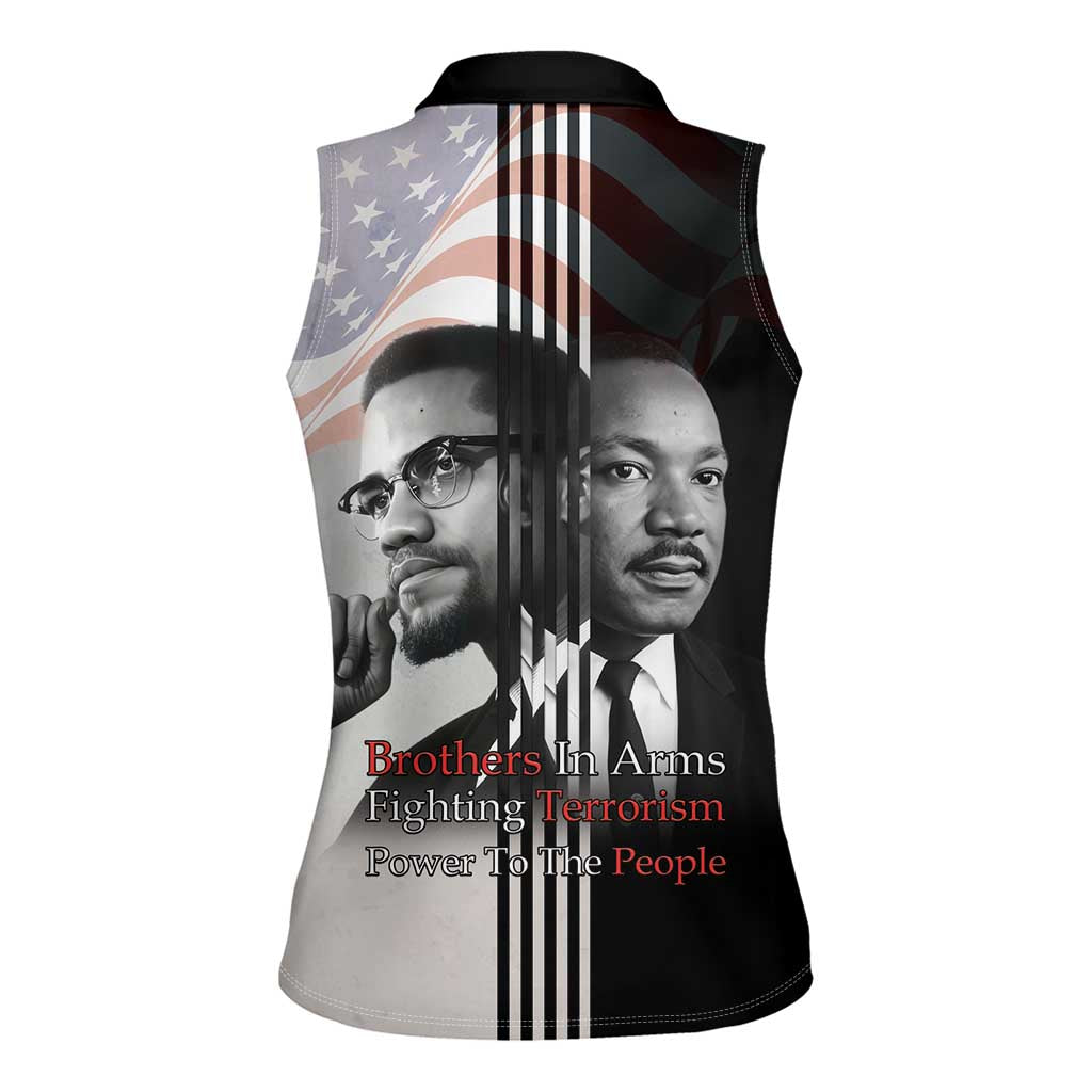 Martin Luther King And Malcolm X Women Sleeveless Polo Shirt Two Minds One Movement - Wonder Print Shop