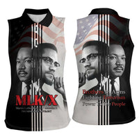 Martin Luther King And Malcolm X Women Sleeveless Polo Shirt Two Minds One Movement - Wonder Print Shop
