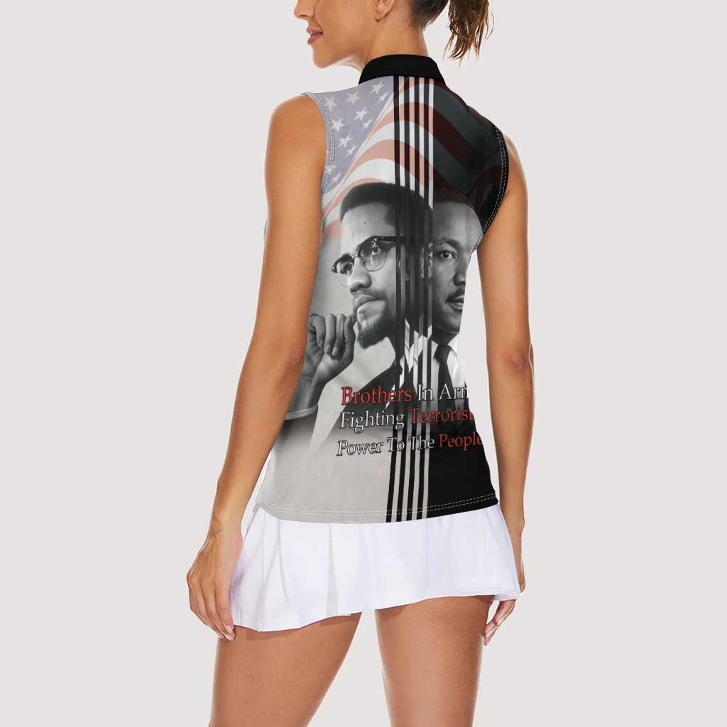 Martin Luther King And Malcolm X Women Sleeveless Polo Shirt Two Minds One Movement - Wonder Print Shop