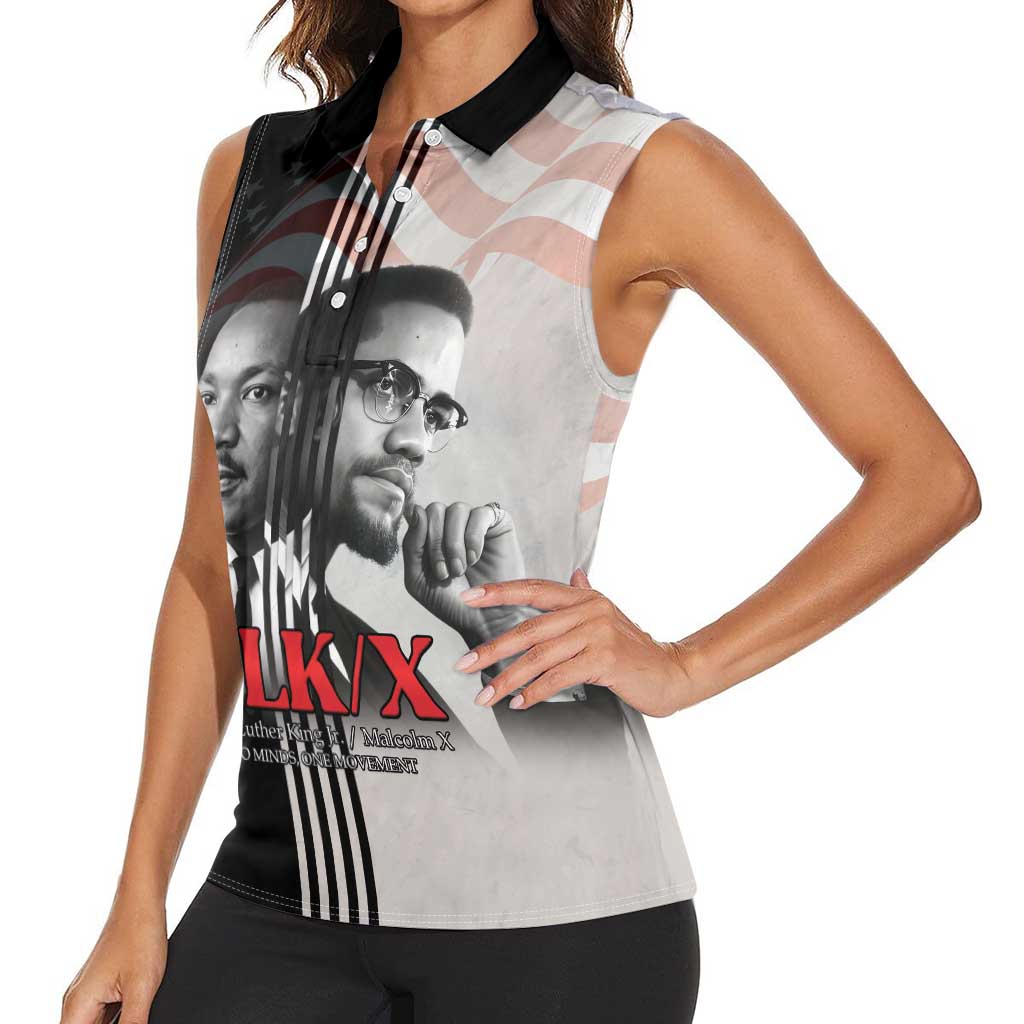Martin Luther King And Malcolm X Women Sleeveless Polo Shirt Two Minds One Movement - Wonder Print Shop