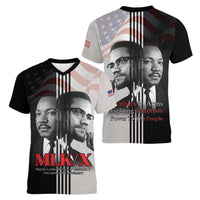 Martin Luther King And Malcolm X Women V-Neck T-Shirt Two Minds One Movement - Wonder Print Shop