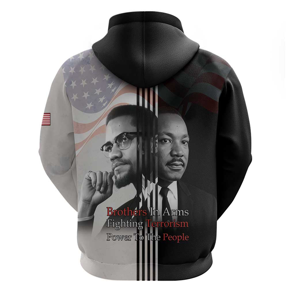 Martin Luther King And Malcolm X Zip Hoodie Two Minds One Movement - Wonder Print Shop