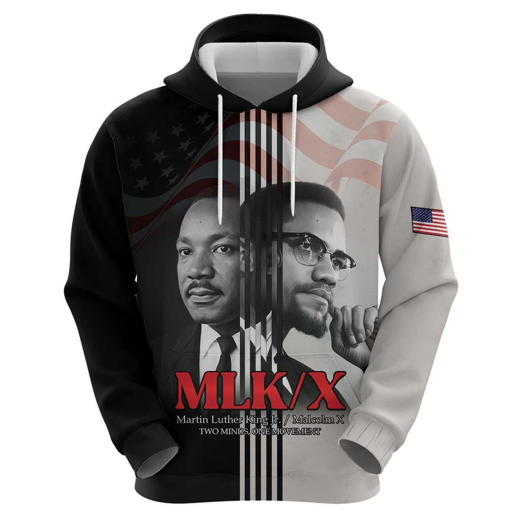 Martin Luther King And Malcolm X Zip Hoodie Two Minds One Movement - Wonder Print Shop