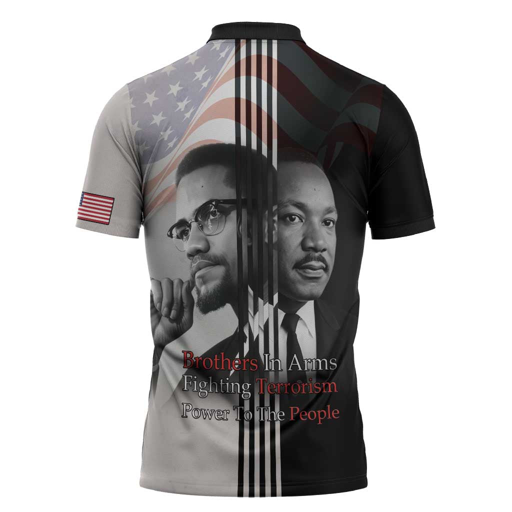 Martin Luther King And Malcolm X Zipper Polo Shirt Two Minds One Movement - Wonder Print Shop
