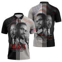 Martin Luther King And Malcolm X Zipper Polo Shirt Two Minds One Movement - Wonder Print Shop