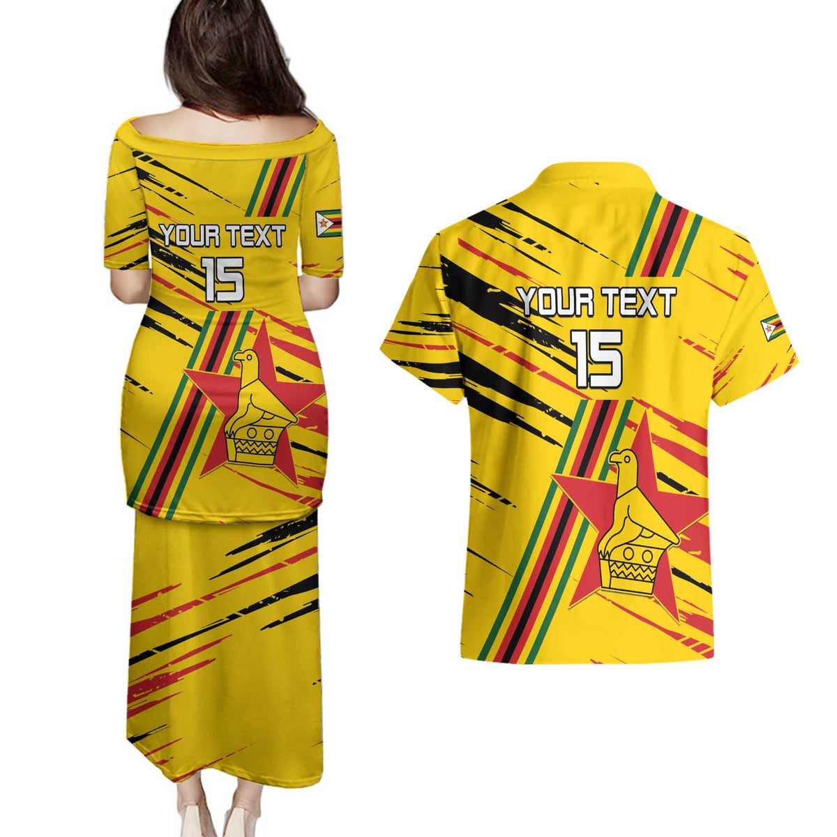 Custom Zimbabwe Football Couples Matching Puletasi and Hawaiian Shirt Go Warriors