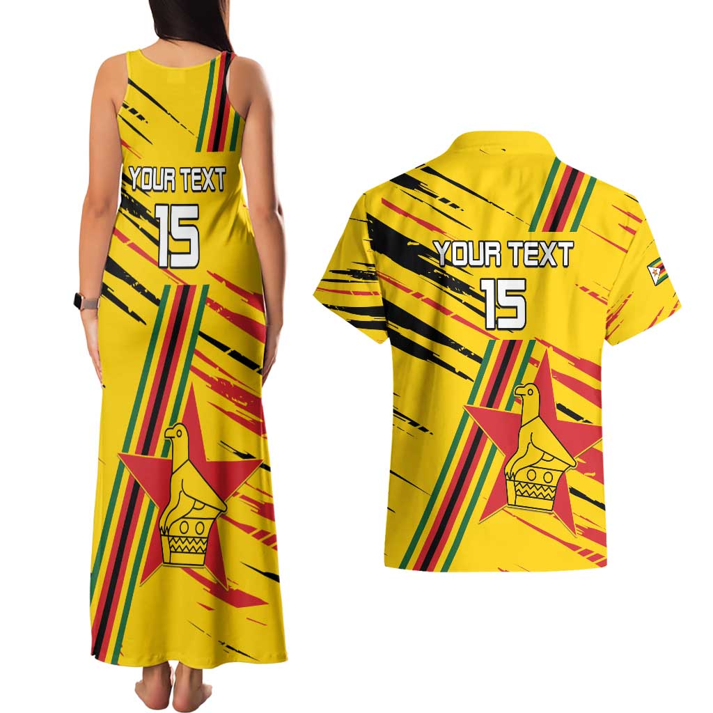 Custom Zimbabwe Football Couples Matching Tank Maxi Dress and Hawaiian Shirt Go Warriors