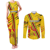 Custom Zimbabwe Football Couples Matching Tank Maxi Dress and Long Sleeve Button Shirt Go Warriors