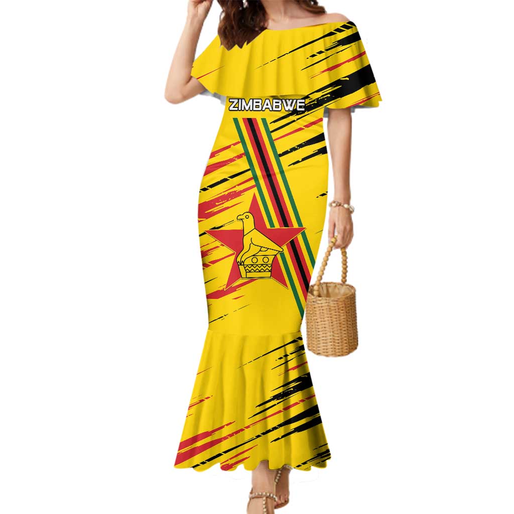 Custom Zimbabwe Football Family Matching Mermaid Dress and Hawaiian Shirt Go Warriors