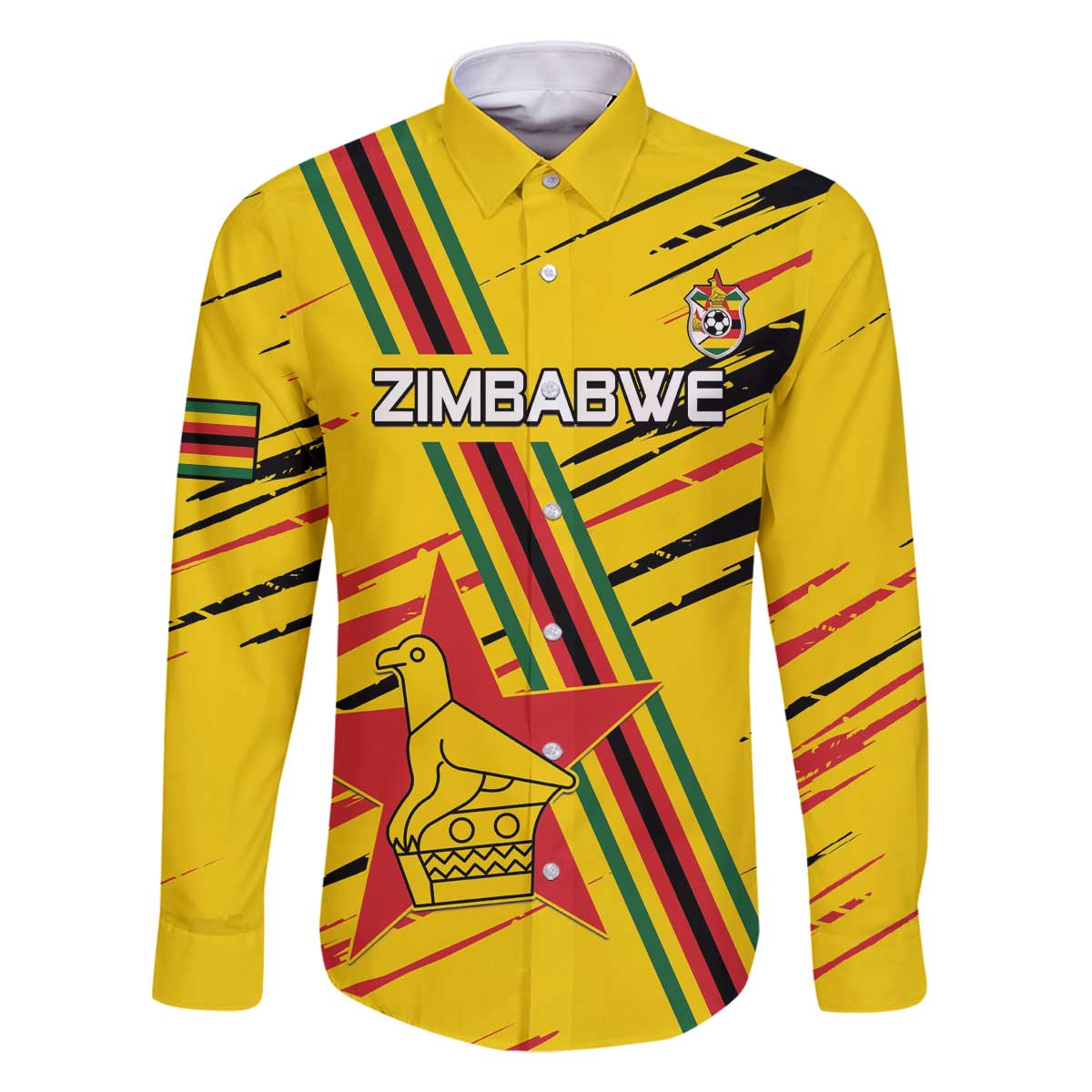 Custom Zimbabwe Football Family Matching Off The Shoulder Long Sleeve Dress and Hawaiian Shirt Go Warriors