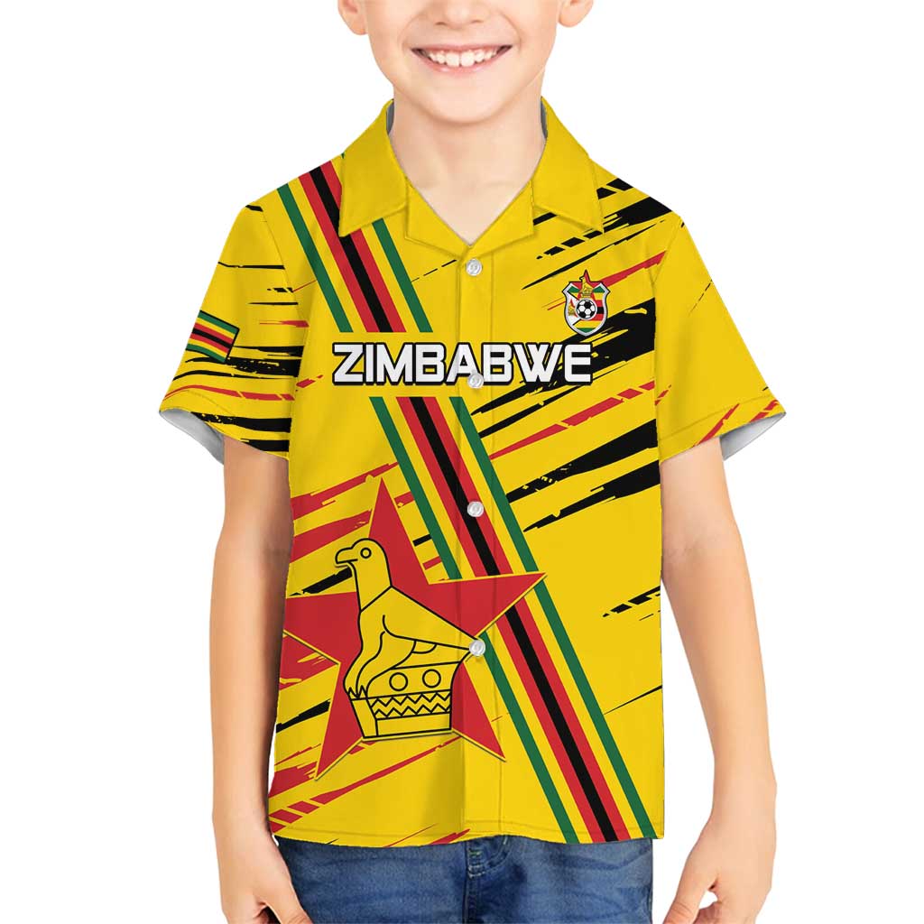 Custom Zimbabwe Football Family Matching Off Shoulder Short Dress and Hawaiian Shirt Go Warriors