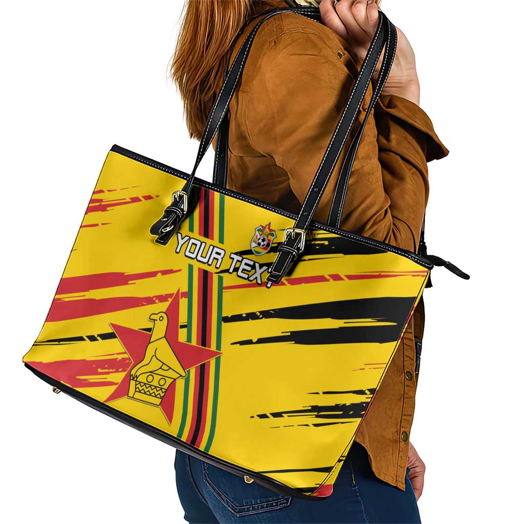 Custom Zimbabwe Football Leather Tote Bag Go Warriors