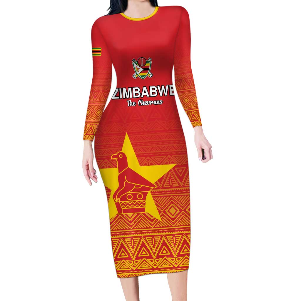 Custom Zimbabwe Cricket Family Matching Long Sleeve Bodycon Dress and Hawaiian Shirt Go Chevrons