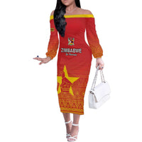 Custom Zimbabwe Cricket Family Matching Off The Shoulder Long Sleeve Dress and Hawaiian Shirt Go Chevrons