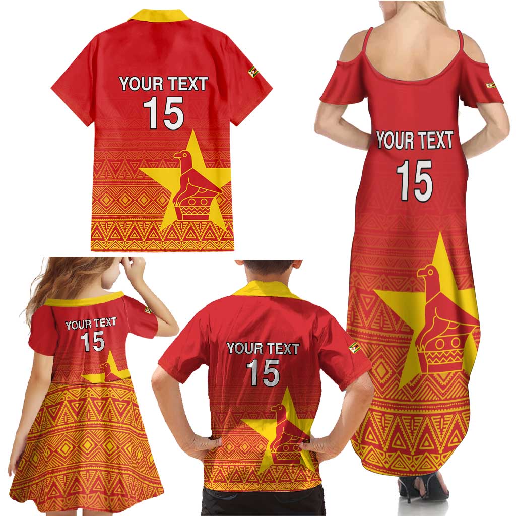 Custom Zimbabwe Cricket Family Matching Summer Maxi Dress and Hawaiian Shirt Go Chevrons