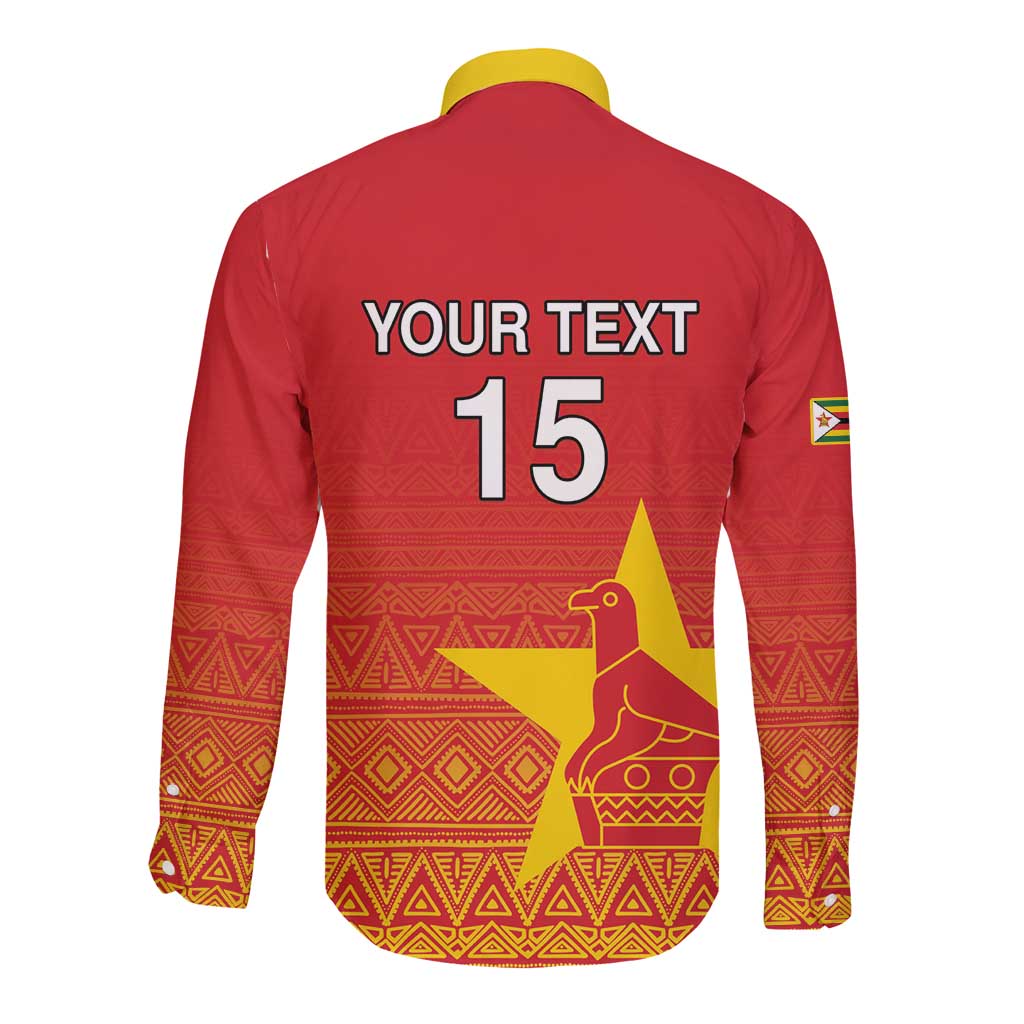 Custom Zimbabwe Cricket Long Sleeve Button Shirt Go Chevrons