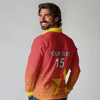Custom Zimbabwe Cricket Long Sleeve Polo Shirt Go Chevrons