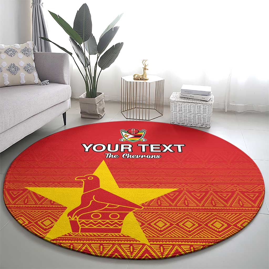 Custom Zimbabwe Cricket Round Carpet Go Chevrons