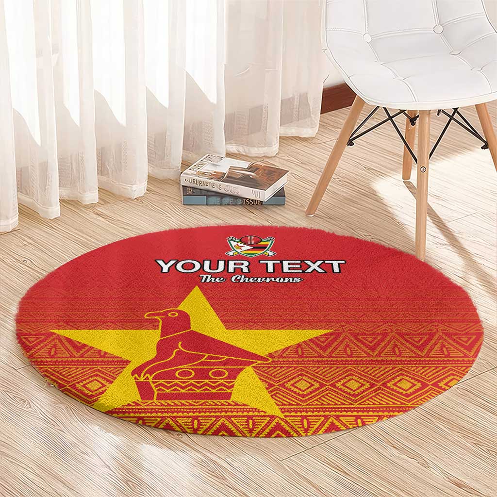 Custom Zimbabwe Cricket Round Carpet Go Chevrons