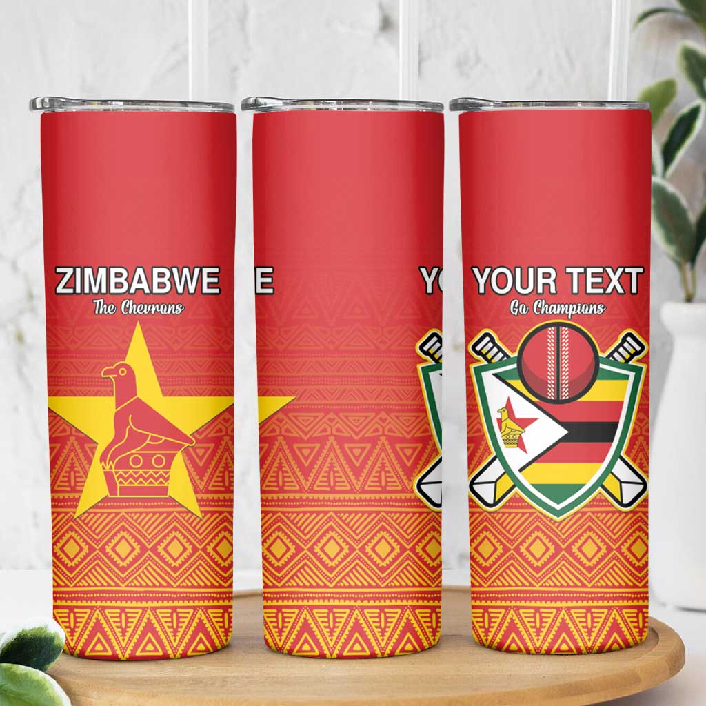 Custom Zimbabwe Cricket Skinny Tumbler Go Chevrons