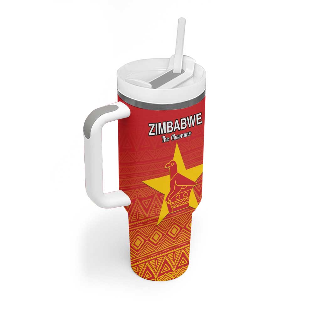 Custom Zimbabwe Cricket Tumbler With Handle Go Chevrons