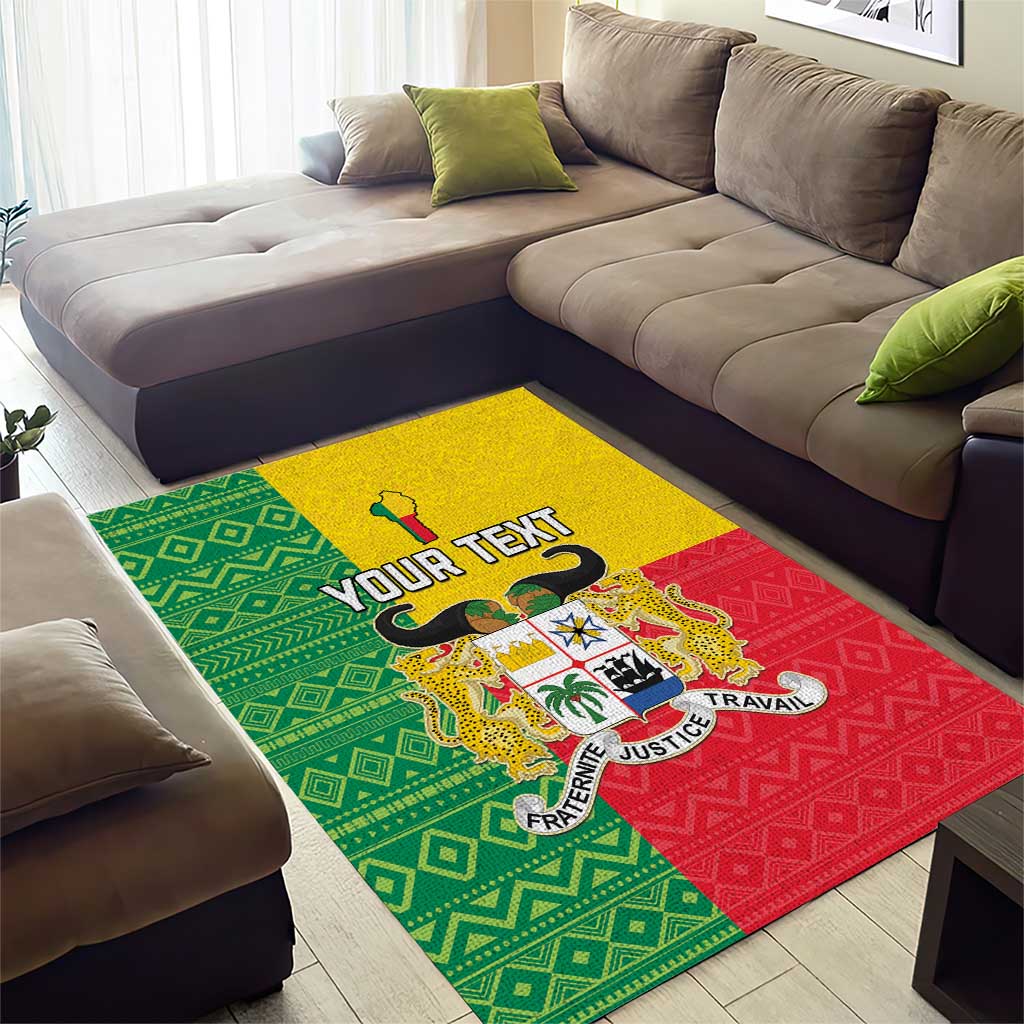 Personalised Benin Area Rug Coat Of Arms Flag Style