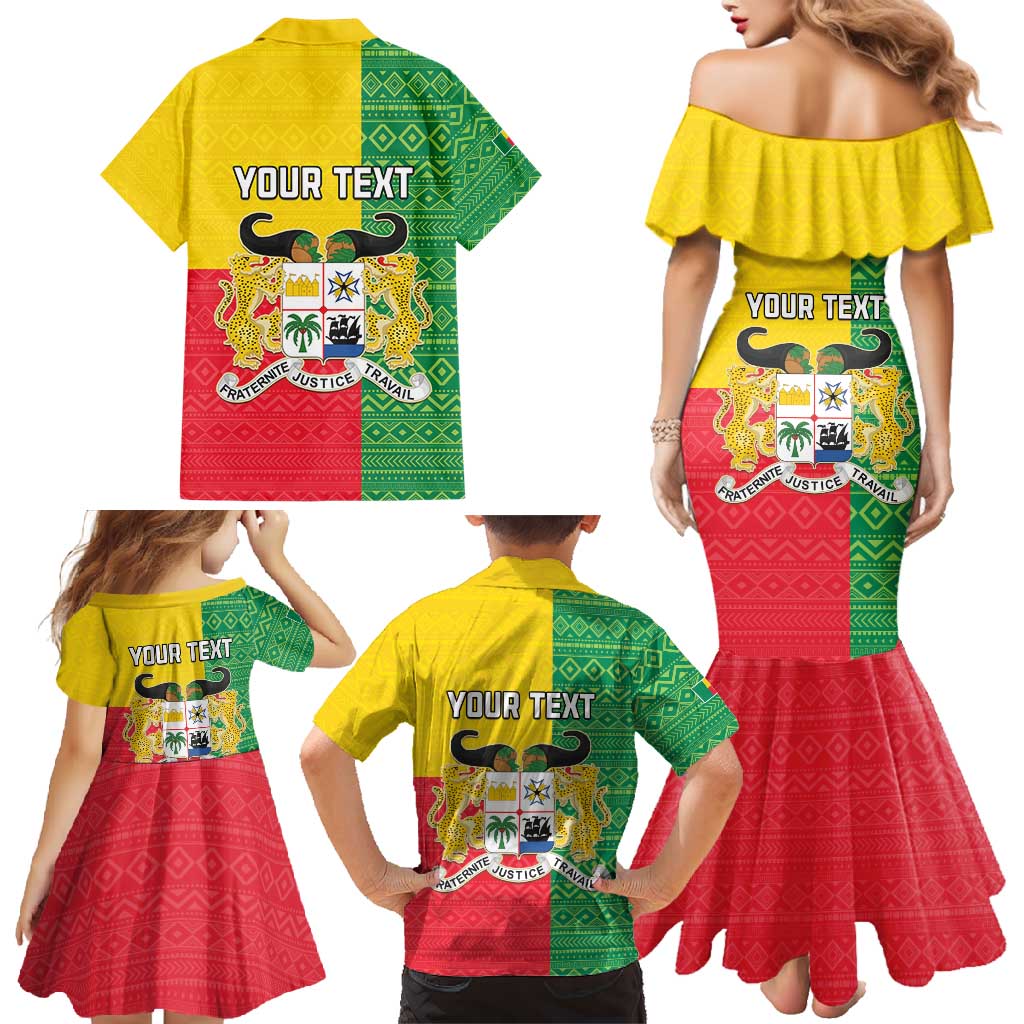 Personalised Benin Family Matching Mermaid Dress and Hawaiian Shirt Coat Of Arms Flag Style