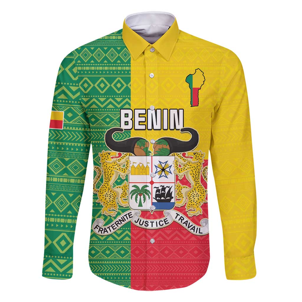 Personalised Benin Family Matching Tank Maxi Dress and Hawaiian Shirt Coat Of Arms Flag Style