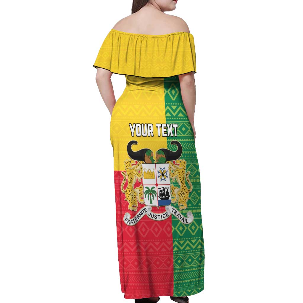 Personalised Benin Off Shoulder Maxi Dress Coat Of Arms Flag Style
