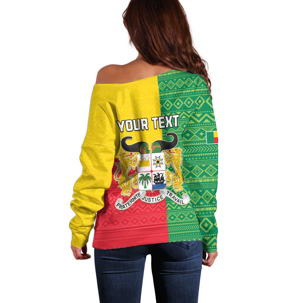 Personalised Benin Off Shoulder Sweater Coat Of Arms Flag Style